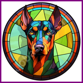 Diamond Painting Glas in lood Hond - Dobermann