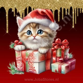 Diamond Painting Kerst Kitten