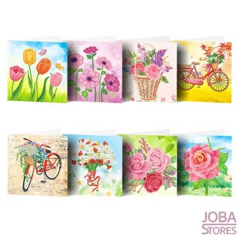 Diamond Painting Wenskaarten Set Bloemen 04 (8 kaarten)