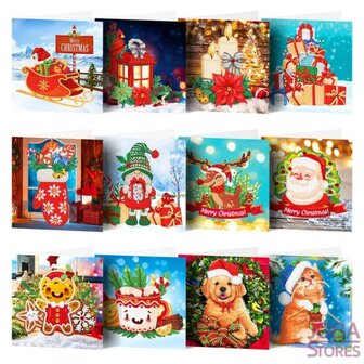 Diamond Painting Kerstkaarten set 11 (12 stuks)