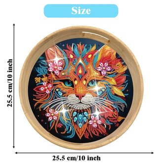 Diamond Painting Houten Dienblad Kat rond TP022-2 (25cm)