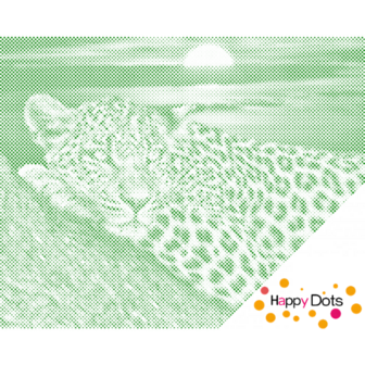 HappyDots DOT Painting Luipaard 40x50cm - Stippelschilderij Groen