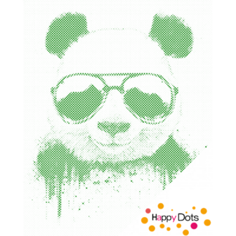 HappyDots DOT Painting Panda met zonnebril 40x50cm - Stippelschilderij Groen