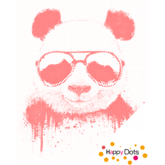 HappyDots DOT Painting Panda met zonnebril 40x50cm - Stippelschilderij Rood