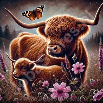 Diamond Painting Twee Schotse Hooglanders 01