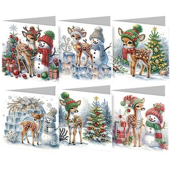 Diamond Painting Kerstkaarten set 13 (6 stuks)