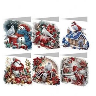 Diamond Painting Kerstkaarten set 16 (6 stuks)