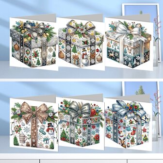 Diamond Painting Kerstkaarten set 17 (6 stuks)