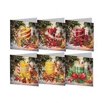 Diamond Painting Kerstkaarten set 18 (6 stuks)