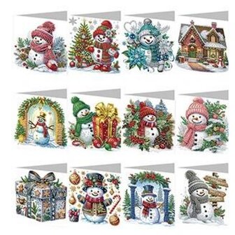 Diamond Painting Kerstkaarten set 19 (12 stuks)