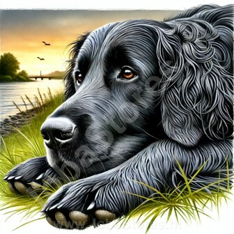 Diamond Painting Flat-Coated Retriever