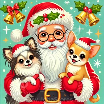 Diamond Painting Kerstman met Chihuahuas