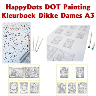 HappyDots DOT Painting Kleurboek Groot Dikke Dames A3 (30x40cm)