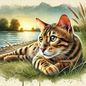 Diamond Painting Liggende kat - Bengaal