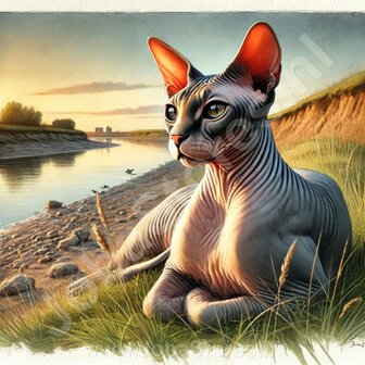 Diamond Painting Liggende kat - Sphynx