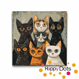 Schilderen op nummer Katten Familie 50x50cm (HappyDots)