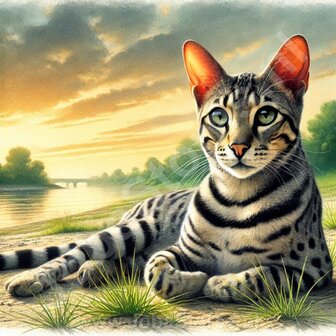 Diamond Painting Liggende kat Ocicat