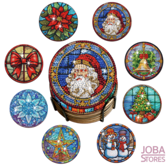 Diamond Painting Onderzetters AA1583 - Kerst (8 stuks)