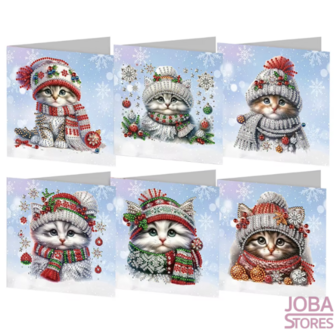 Diamond Painting Kerstkaarten set 22 - Katten