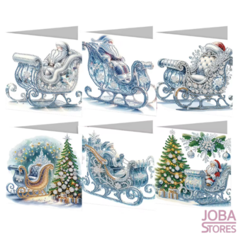 Diamond Painting Kerstkaarten set 24 - Slee