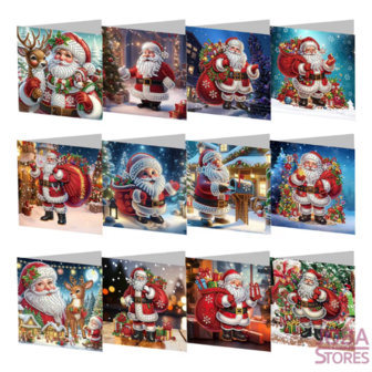 Diamond Painting Kerstkaarten set 25 - Kerstman