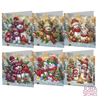 Diamond Painting Kerstkaarten set 29 - Sneeuwpop