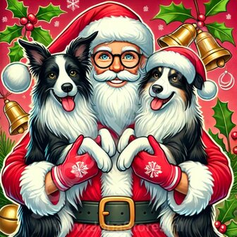 Diamond Painting Kerstman met Border Collie