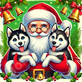 Diamond Painting Kerstman met Husky