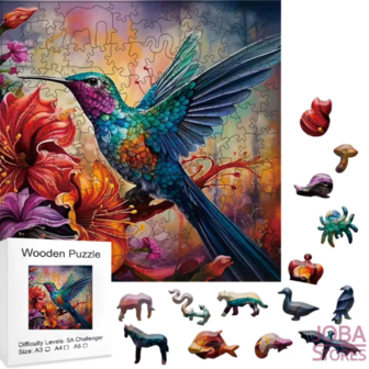 Houten Figuren puzzel Kolibri