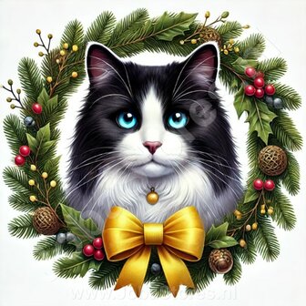 Diamond Painting Kerst Krans Kat - Ragdoll