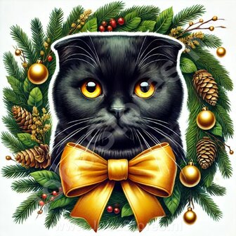 Diamond Painting Kerst Krans - Scottish fold