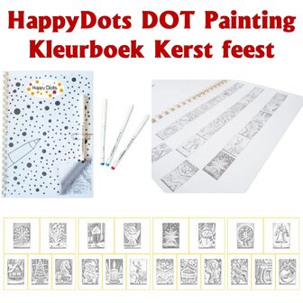 PRIJSPAKKER ! HappyDots DOT Painting Kleurboek Kerst feest