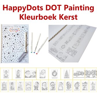 PRIJSPAKKER ! HappyDots DOT Painting Kleurboek Kerst - 20 stippelschilderijen