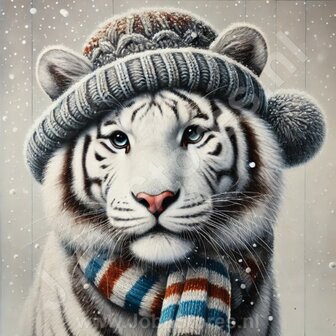 Diamond Painting Winter Witte Tijger