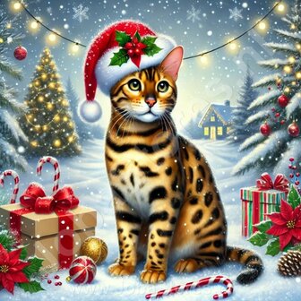 Diamond Painting Kerst Kat - Bengaal