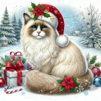 Diamond Painting Kerst Kat - Ragdoll