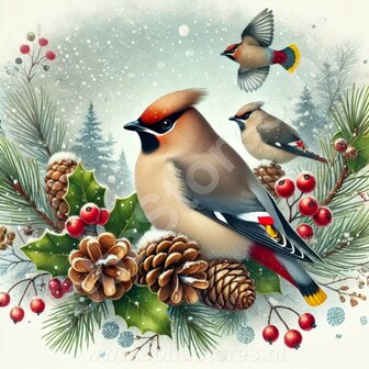 Diamond Painting Kerst vogel - Bombycilla