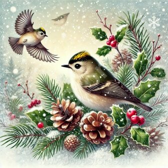 Diamond Painting Kerst vogel - Goudhaan