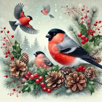 Diamond Painting Kerst vogel - Goudvink