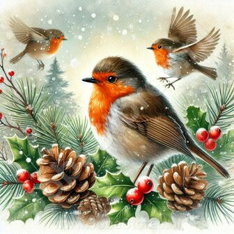 Diamond Painting Kerst vogel - Roodborstje