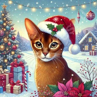 Diamond Painting Kerst kat - Abessijn