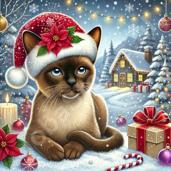 Diamond Painting Kerst kat - Burmees