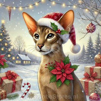 Diamond Painting Kerst kat - Oosters Korthaar