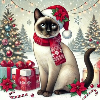 Diamond Painting Kerst kat - Siamees