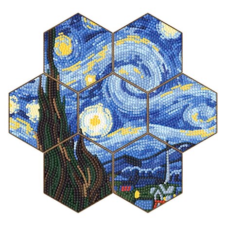 Diamond Painting Onderzetters Vincent van Gogh Sterrennacht (7 stuks)