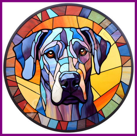 Diamond Painting Glas in lood Hond - Deense Dog