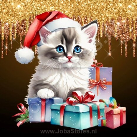 Diamond Painting Kerst Kitten