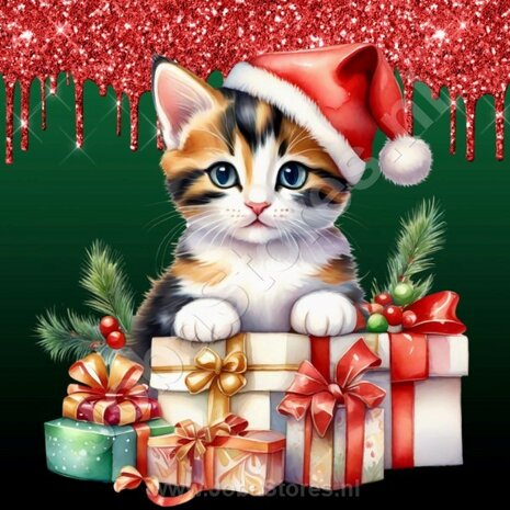 Diamond Painting Kerst Kitten