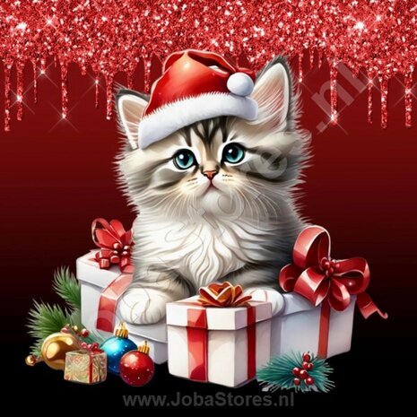 Diamond Painting Kerst Kitten