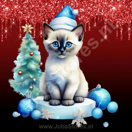 Diamond Painting Kerst Kitten